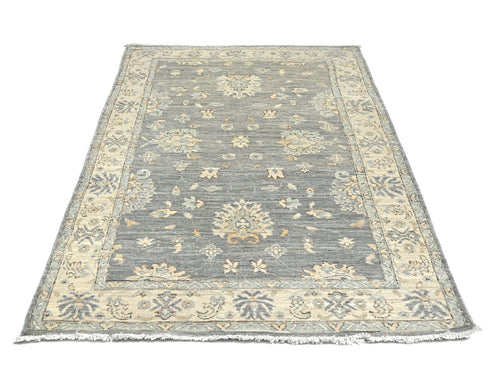 4x6 Zeigler Gray Afghan Hand Knotted Wool Area Rug