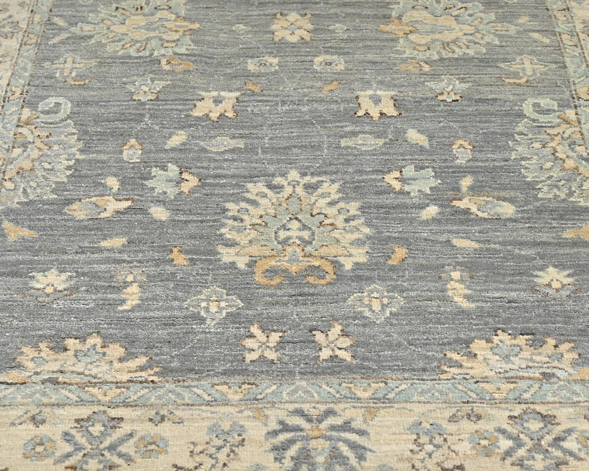 4x6 Zeigler Gray Afghan Hand Knotted Wool Area Rug