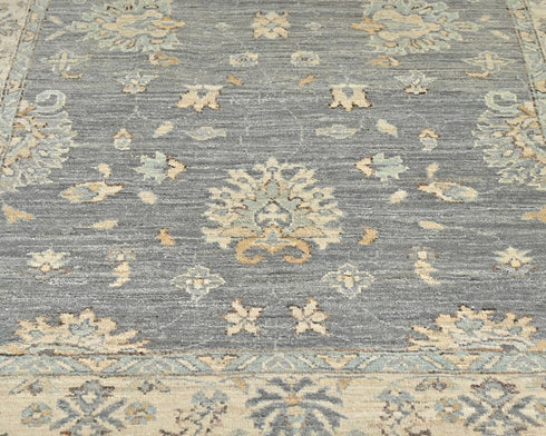 4x6 Zeigler Gray Afghan Hand Knotted Wool Area Rug