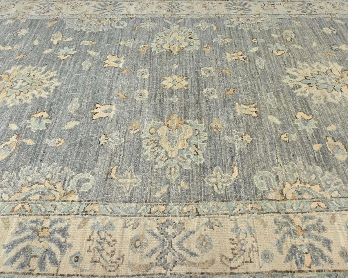 4x6 Zeigler Gray Afghan Hand Knotted Wool Area Rug