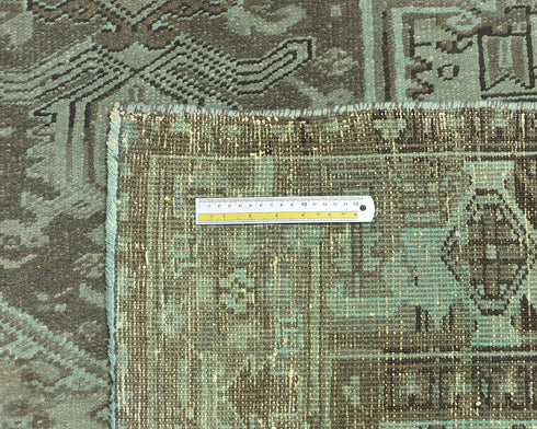 6'7x9'3 Vintage Heriz Brown Persian Style Hand Knotted Wool Area Rug