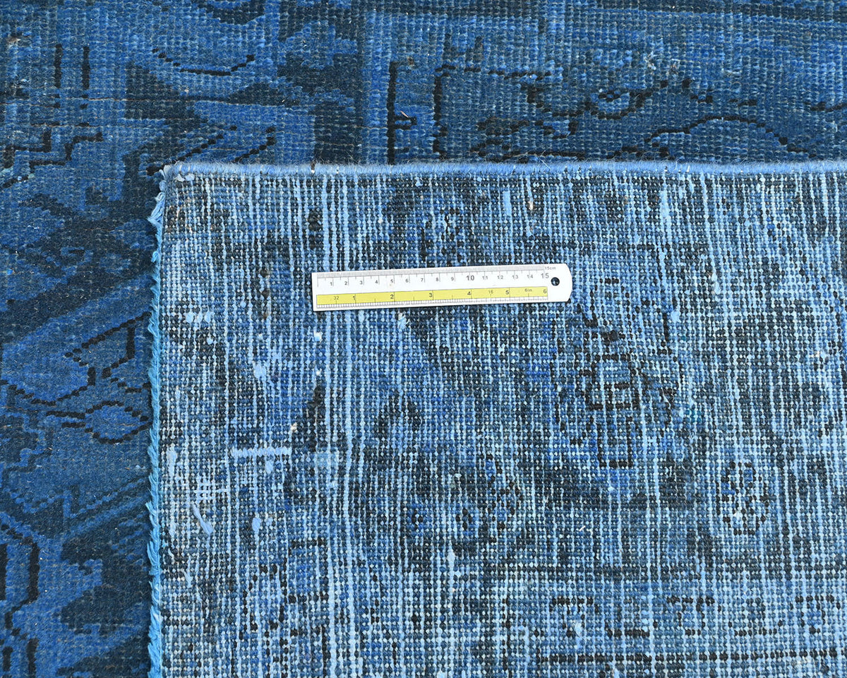 Alfombra de lana anudada a mano estilo persa teñida vintage Heriz de 8 x 11