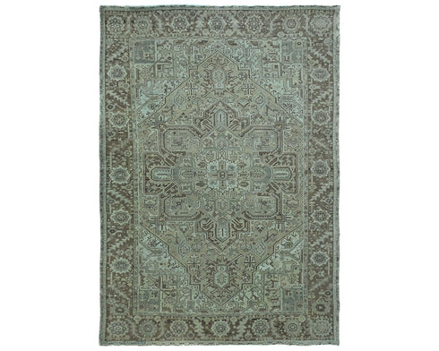 8x11 Vintage Heriz Brown Persian Style Hand Knotted Wool Area Rug
