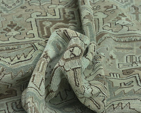 8x11 Vintage Heriz Brown Persian Style Hand Knotted Wool Area Rug