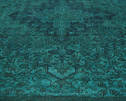 8x11 Vintage Heriz Over Dyed Persian Style Hand Knotted Wool Area Rug