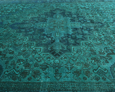 8x11 Vintage Heriz Over Dyed Persian Style Hand Knotted Wool Area Rug