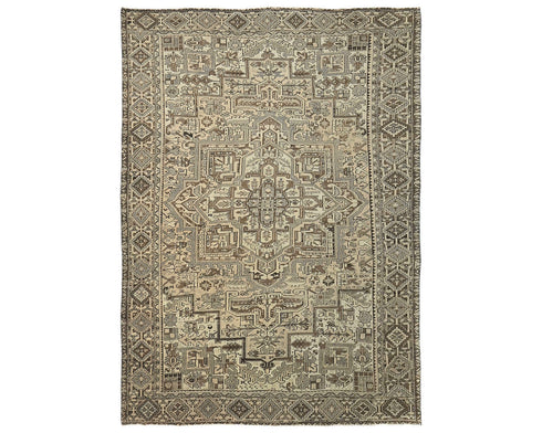 9x11 Vintage Heriz Brown Persian Style Hand Knotted Wool Area Rug