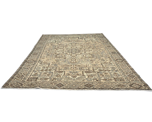 9x11 Vintage Heriz Brown Persian Style Hand Knotted Wool Area Rug