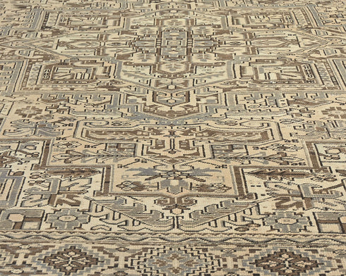 9x11 Vintage Heriz Brown Persian Style Hand Knotted Wool Area Rug