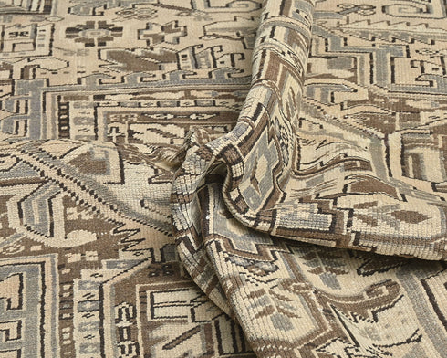 9x11 Vintage Heriz Brown Persian Style Hand Knotted Wool Area Rug