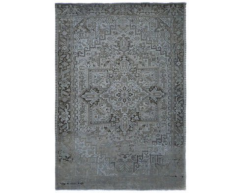 9x12 Vintage Heriz Brown Persian Style Hand Knotted Wool Area Rug