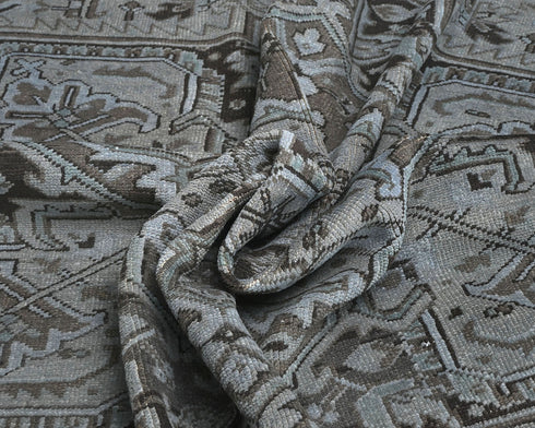 9x12 Vintage Heriz Brown Persian Style Hand Knotted Wool Area Rug