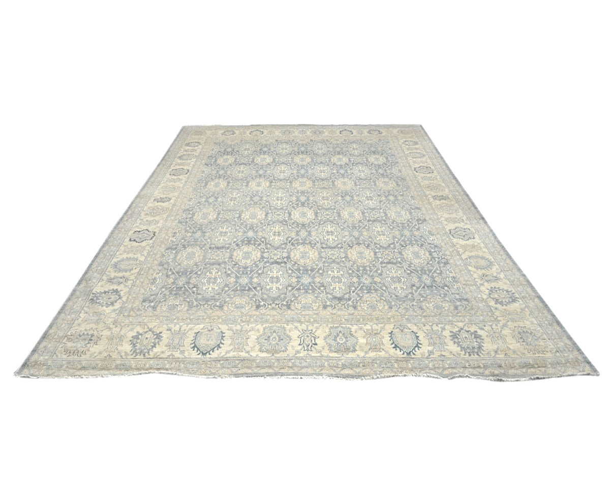 12x15 Zeigler Gray Afghan Hand Knotted Wool Area Rug