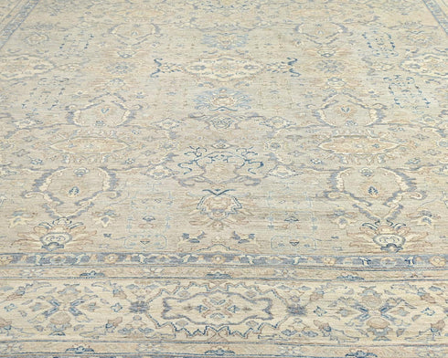 12x15 Zeigler Gray Afghan Hand Knotted Wool Area Rug