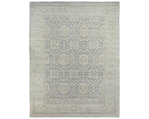 Alfombra afgana de lana anudada a mano, color gris Zeigler, 12 x 15