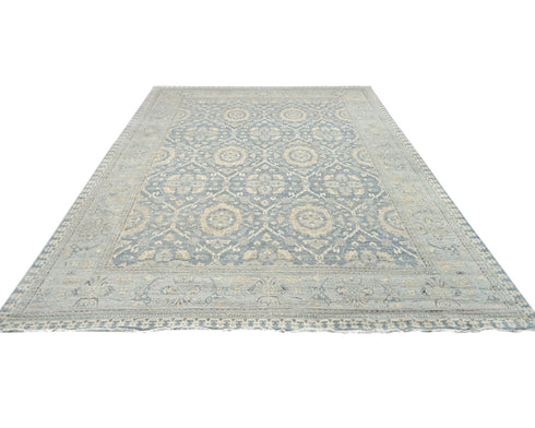 Alfombra afgana de lana anudada a mano, color gris Zeigler, 12 x 15