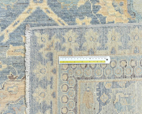 Alfombra afgana de lana anudada a mano, color gris Zeigler, 12 x 15