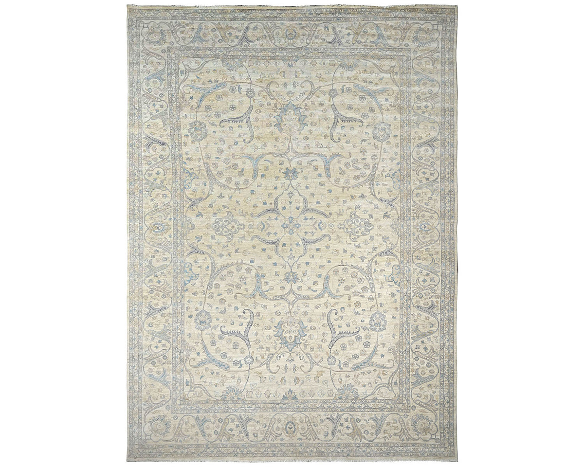 14x0 Zeigler Beige Afghan Hand Knotted Wool Area Rug