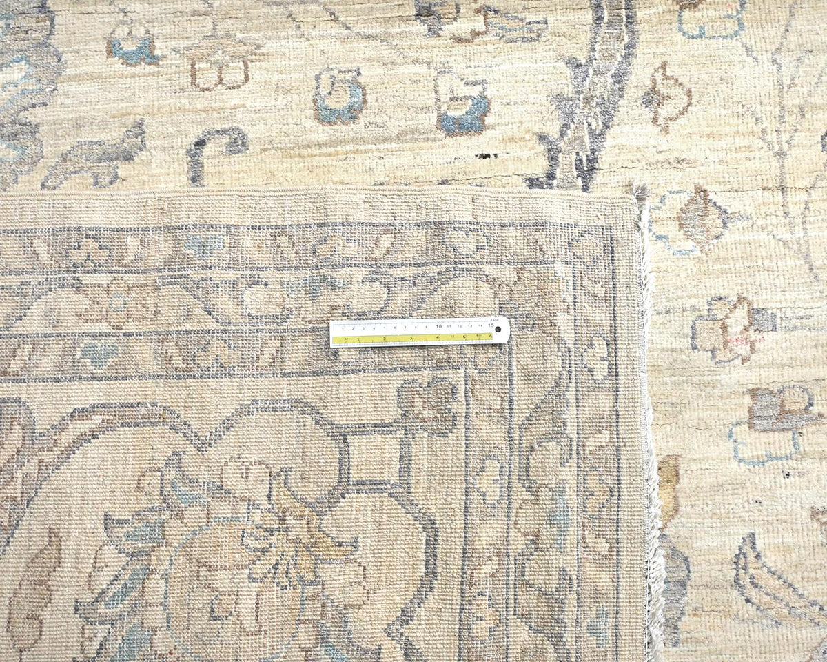14x0 Zeigler Beige Afghan Hand Knotted Wool Area Rug