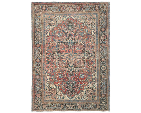 8x11 Vintage Heriz Terracotta Persian Style Hand Knotted Wool Area Rug