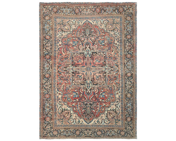 8x11 Vintage Heriz Terracotta Persian Style Hand Knotted Wool Area Rug