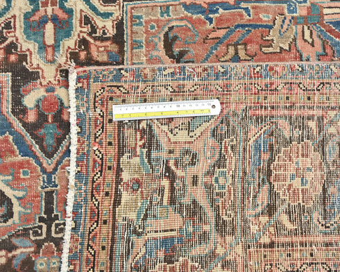 8x11 Vintage Heriz Terracotta Persian Style Hand Knotted Wool Area Rug