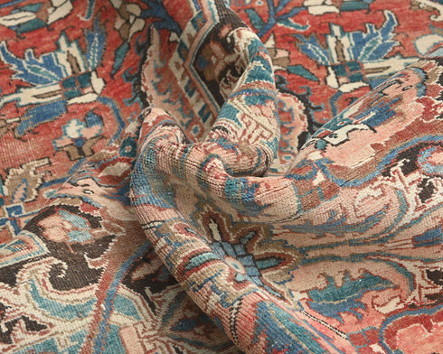 8x11 Vintage Heriz Terracotta Persian Style Hand Knotted Wool Area Rug