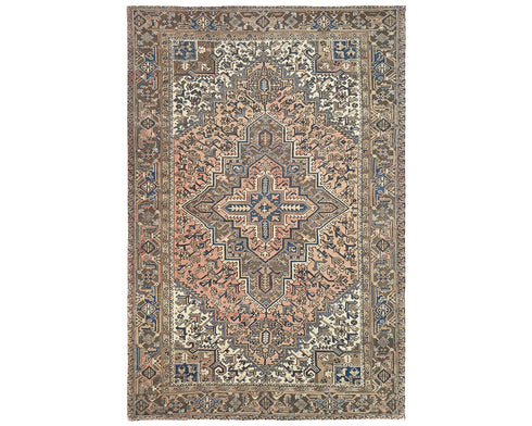 8x11 Vintage Heriz Terracotta Persian Style Hand Knotted Wool Area Rug