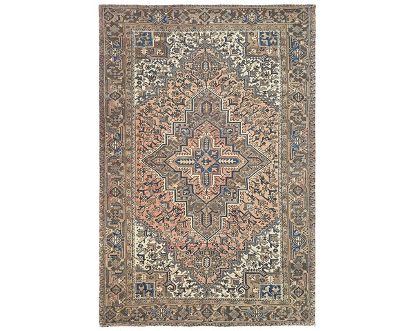 8x11 Vintage Heriz Terracotta Persian Style Hand Knotted Wool Area Rug