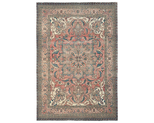 7x10 Vintage Heriz Terracotta Persian Style Hand Knotted Wool Area Rug