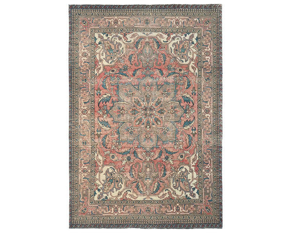 7x10 Vintage Heriz Terracotta Persian Style Hand Knotted Wool Area Rug