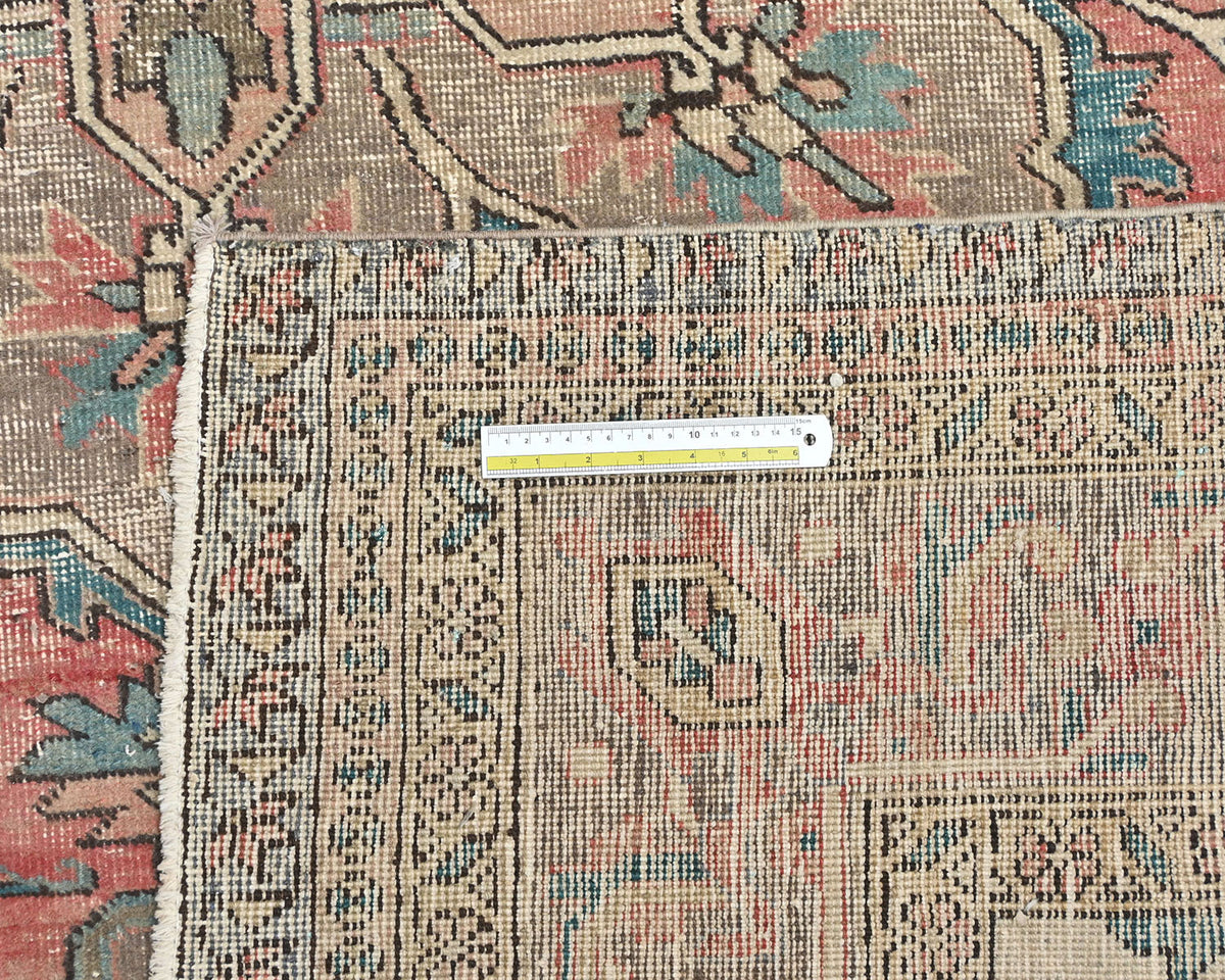 Alfombra de lana anudada a mano estilo persa terracota Heriz vintage de 7x10