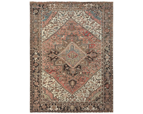 8x11 Vintage Heriz Terracotta Persian Style Hand Knotted Wool Area Rug