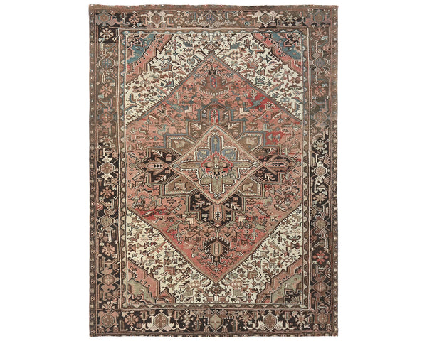 8x11 Vintage Heriz Terracotta Persian Style Hand Knotted Wool Area Rug