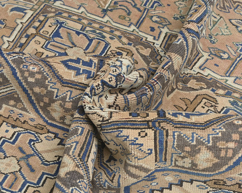 8'6x11 Vintage Heriz Brown Persian Style Hand Knotted Wool Area Rug