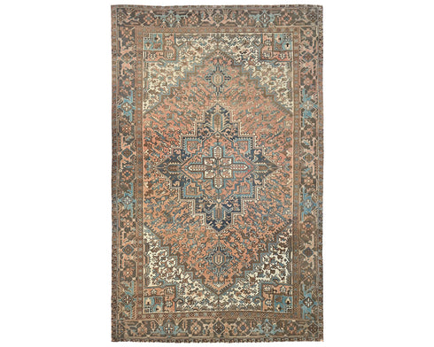 8x11 Vintage Heriz Terracotta Persian Style Hand Knotted Wool Area Rug