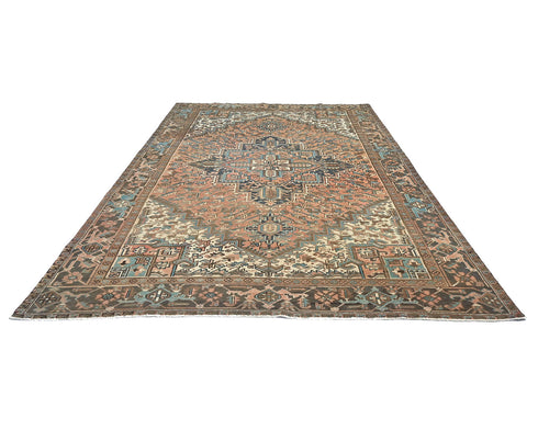 8x11 Vintage Heriz Terracotta Persian Style Hand Knotted Wool Area Rug