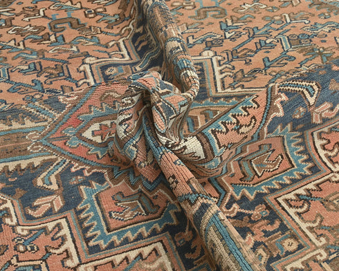 8x11 Vintage Heriz Terracotta Persian Style Hand Knotted Wool Area Rug