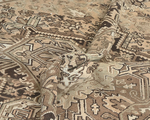 9x12 Vintage Heriz Brown Persian Style Hand Knotted Wool Area Rug