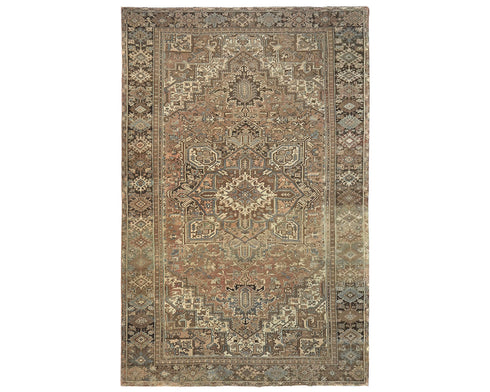 8x12 Vintage Heriz Brown Persian Style Hand Knotted Wool Area Rug