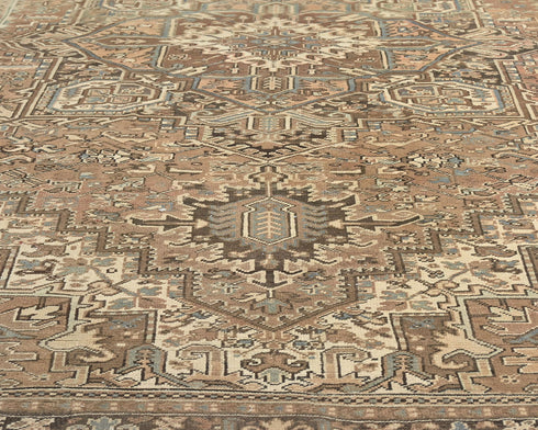 8x12 Vintage Heriz Brown Persian Style Hand Knotted Wool Area Rug