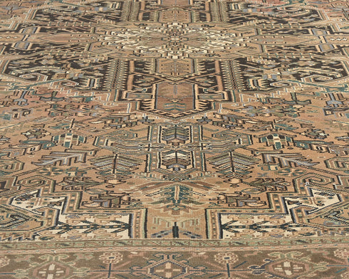 10x13 Vintage Heriz Brown Persian Style Hand Knotted Wool Area Rug