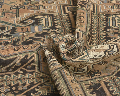 10x13 Vintage Heriz Brown Persian Style Hand Knotted Wool Area Rug