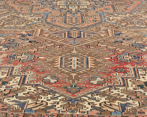 10x13 Vintage Heriz Terracotta Persian Style Hand Knotted Wool Area Rug