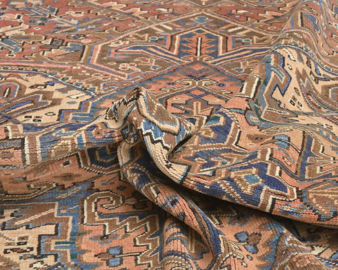 10x13 Vintage Heriz Terracotta Persian Style Hand Knotted Wool Area Rug