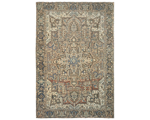 9x12 Vintage Heriz Brown Persian Style Hand Knotted Wool Area Rug