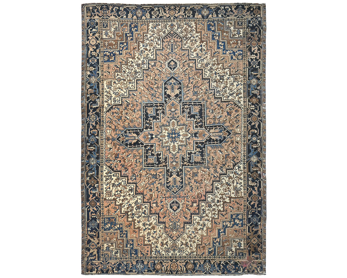 10x12 Vintage Heriz Brown Persian Style Hand Knotted Wool Area Rug