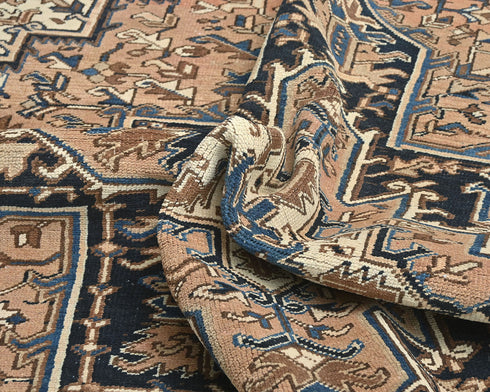 10x12 Vintage Heriz Brown Persian Style Hand Knotted Wool Area Rug