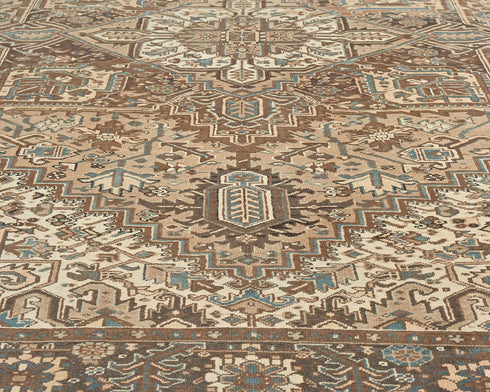 9x12 Vintage Heriz Brown Persian Style Hand Knotted Wool Area Rug