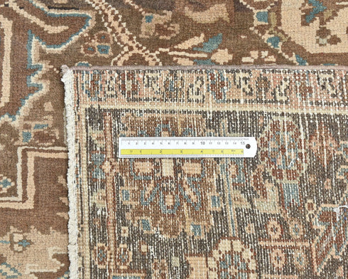 9x12 Vintage Heriz Brown Persian Style Hand Knotted Wool Area Rug